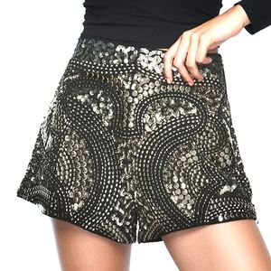 ZARA Sequn & Chrome High Waist Shorts